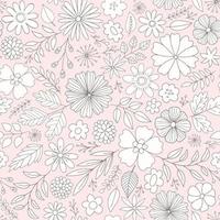 Cute floral pattern. Seamless vector background with flowers, leaves and branches.