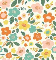 Floral vector seamless pattern. Vintage cute flower background.