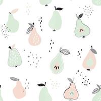 Seamless pattern with creative pear illustrations in vector. Hand drawn trendy background. vector