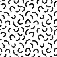 Abstract vector pattern in memphis style. Trendy geometric seamless background in black and white.