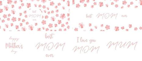 Set of graphic design elements for Mother day card design or website banner. Mommy saying for sublimation or scrapbooking vector