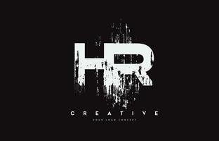 hr hr diseño de logotipo de letra de pincel grunge en colores blancos ilustración vectorial. vector