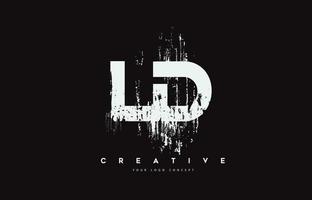 LD L D Grunge Brush Letter Logo Design in White Colors Vector Illustration.