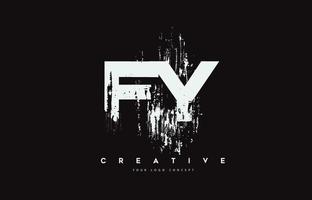 FY F Y Grunge Brush Letter Logo Design in White Colors Vector Illustration.