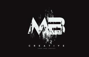 MB M B Grunge Brush Letter Logo Design in White Colors Vector Illustration.