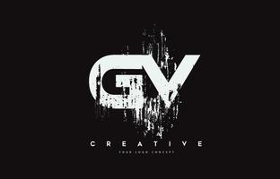 gv gv diseño de logotipo de letra de pincel grunge en colores blancos ilustración vectorial. vector