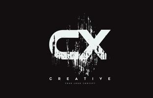 cx cx diseño de logotipo de letra de pincel grunge en colores blancos ilustración vectorial. vector
