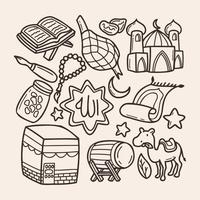 Ramadan kareem Vector icon Illustration collection. Hand drawn Doodle ramadan kareem