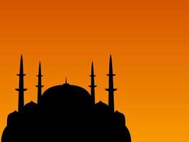 the silhouette of the mosque in the afternoon vector