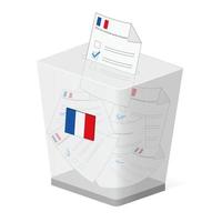 canasta de votación o caja con icono de papeletas para las elecciones presidenciales francesas vector