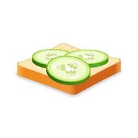 Sandwich from fresh bread with cucumber Illustration of fast food meal