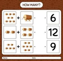 How many counting game with bedug drum. worksheet for preschool kids, kids activity sheet, printable worksheet vector