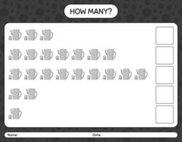 How many counting game with arabic teapot. worksheet for preschool kids, kids activity sheet, printable worksheet vector