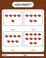 How many counting game with dates fruit. worksheet for preschool kids, kids activity sheet, printable worksheet vector