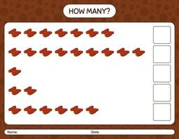 How many counting game with dates fruit. worksheet for preschool kids, kids activity sheet, printable worksheet vector