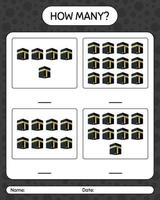 How many counting game with kaaba. worksheet for preschool kids, kids activity sheet, printable worksheet vector