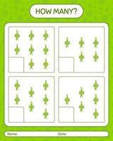 How many counting game with ketupat. worksheet for preschool kids, kids activity sheet, printable worksheet vector