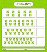 How many counting game with ketupat. worksheet for preschool kids, kids activity sheet, printable worksheet vector