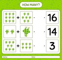 How many counting game with ketupat. worksheet for preschool kids, kids activity sheet, printable worksheet vector
