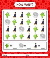 How many counting game with ramadan icon. worksheet for preschool kids, kids activity sheet, printable worksheet vector