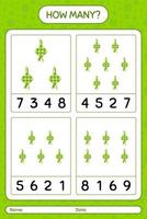 How many counting game with ketupat. worksheet for preschool kids, kids activity sheet, printable worksheet vector