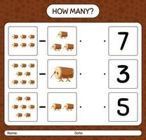 How many counting game with bedug drum. worksheet for preschool kids, kids activity sheet, printable worksheet vector