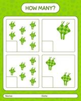 How many counting game with ketupat. worksheet for preschool kids, kids activity sheet, printable worksheet vector