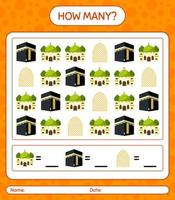 How many counting game with ramadan icon. worksheet for preschool kids, kids activity sheet, printable worksheet vector