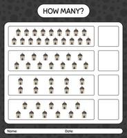 How many counting game with mosque. worksheet for preschool kids, kids activity sheet, printable worksheet vector