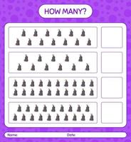 How many counting game with praying. worksheet for preschool kids, kids activity sheet, printable worksheet vector