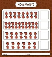 How many counting game with arabic teapot. worksheet for preschool kids, kids activity sheet, printable worksheet vector