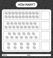 How many counting game with cap. worksheet for preschool kids, kids activity sheet, printable worksheet vector