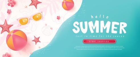 Colorful Summer sale beach vibes background layout banner vector