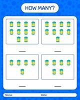How many counting game with arabic lantern. worksheet for preschool kids, kids activity sheet, printable worksheet vector