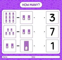 How many counting game with prayer rug. worksheet for preschool kids, kids activity sheet, printable worksheet vector