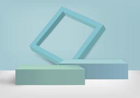 3d green  pedestal with  frame  for placing product vector