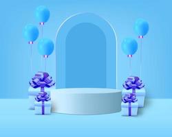 Balloon with gift box and 3d podium for placing product