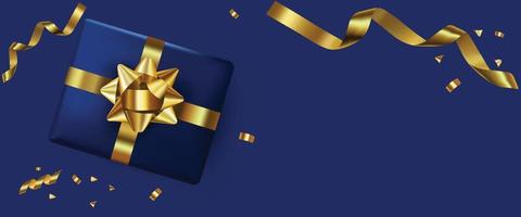 caja de regalo azul con confeti para celebración vector
