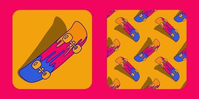 Illustration of skateboard with design pattern. Can be used for sticker, design composition, print on clothes, etc.