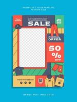 Groovy fashion sale poster template vector