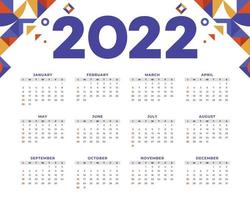 Stylish 2022 new year calendar template with abstract shapes