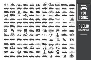 icono de transporte público. conjunto de iconos de transporte, vehículo y entrega. símbolos de entrega de envío plano.