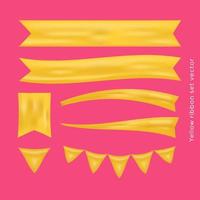 Yellow ribbon banner vector set collection asset for design decoration