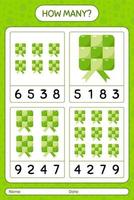 How many counting game with ketupat. worksheet for preschool kids, kids activity sheet, printable worksheet vector