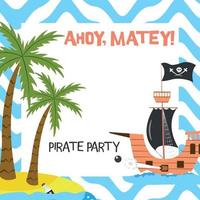 Pirate Party Holiday Invitation Template vector