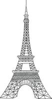 Romantic Paris Eiffel Tower Doodle Style vector