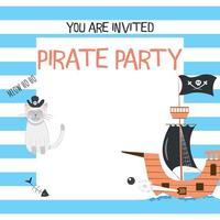 Pirate Party Holiday Invitation Template vector