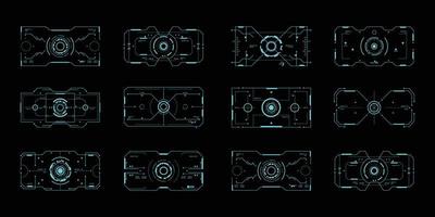 Set of sci-fi monitor screen. Vector illustration for modern background. Technology user interface. HUD futuristic display.