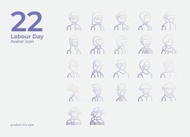 icono de avatares del día del trabajo en estilo de línea vector