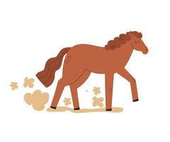 caballo salvaje. ilustración vectorial dibujada a mano. caballo occidental al galope. vector